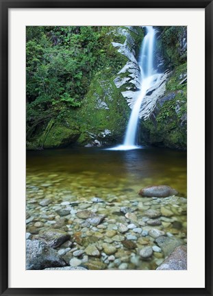 Framed Dorothy Falls, Lake Kaniere, South Island, New Zealand Print