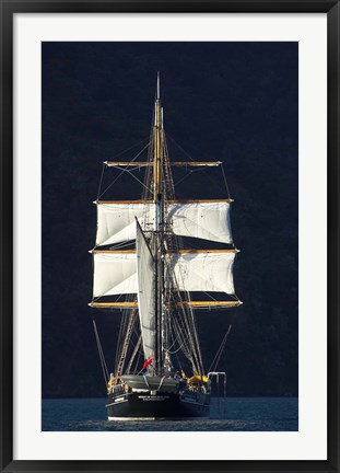 Framed Spirit of New Zealand Tall Ship, Marlborough Sounds, South Island, New Zealand Print