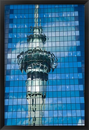 Framed Skytower, Modern Building, Auckland, New Zealand Print