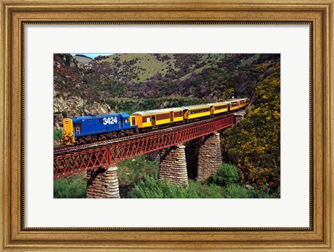 Framed Taieri Gorge Train, near Dunedin, Otago, New Zealand Print