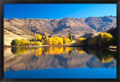 Framed Pisa Range and Lowburn Inlet, Lake Dunstan near Cromwell, Central Otago Print