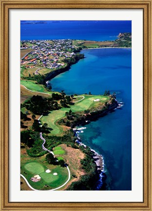 Framed Rakauananga Point and Okoromai Bay, Whangaparaoa Peninsula, North Auckland, New Zealand Print