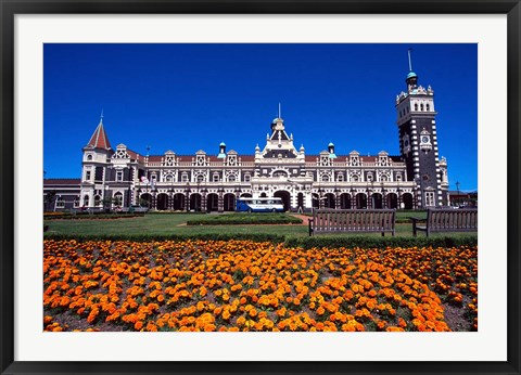 Framed Historic Railway Station, Dunedin, New Zealand Print