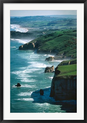 Framed Dunedin Coast near Tunnel Beach, New Zealand Print