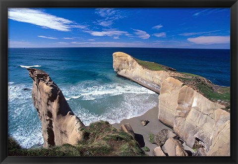 Framed Tunnel Beach, Dunedin, New Zealand Print