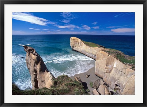 Framed Tunnel Beach, Dunedin, New Zealand Print