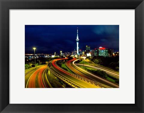 Framed Motorways and Skytower, Auckland Print