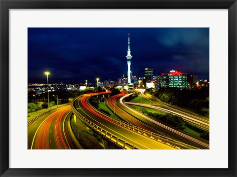 Framed Motorways and Skytower, Auckland Print