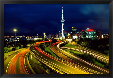 Framed Motorways and Skytower, Auckland Print