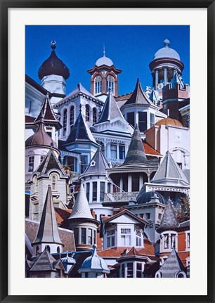 Framed Turret Town, Montage of Turrets from Dunedin&#39;s Historical Buildings, New Zealand Print