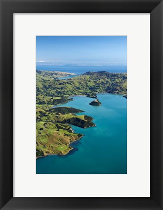 Framed Akaroa Harbor, Canterbury, South Island, New Zealand Print