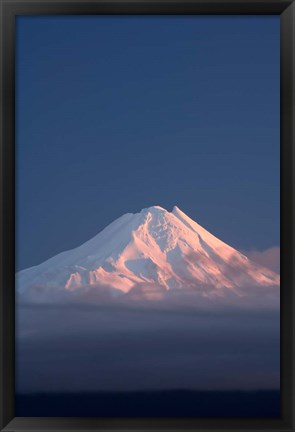 Framed Alpenglow on Mt Taranaki, North Island, New Zealand Print