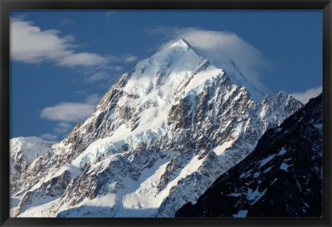 Framed Aoraki Mount Cook, Mackenzie Country, South Canterbury, South Island, New Zealand Print