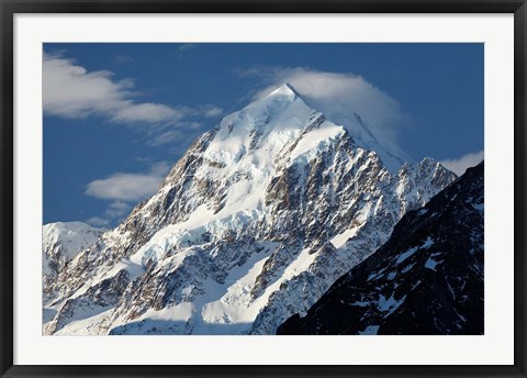 Framed Aoraki Mount Cook, Mackenzie Country, South Canterbury, South Island, New Zealand Print