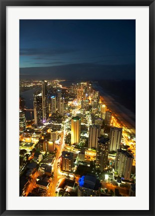 Framed Australia, Queensland, Surfers Paradise, City Skyline Print