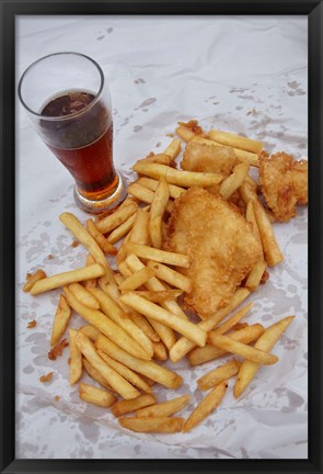 Framed Cuisine of Mangonui Fish Shop, North Island, New Zealand Print