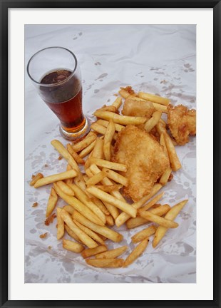 Framed Cuisine of Mangonui Fish Shop, North Island, New Zealand Print