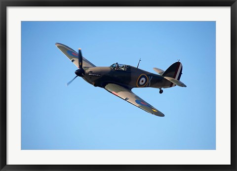 Framed Hawker Hurricane, British and allied WWII Fighter Plane Print