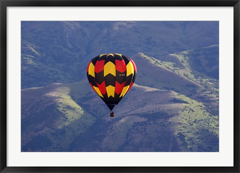 Framed Hot Air Balloon and Mountains, South Island, New Zealand Print