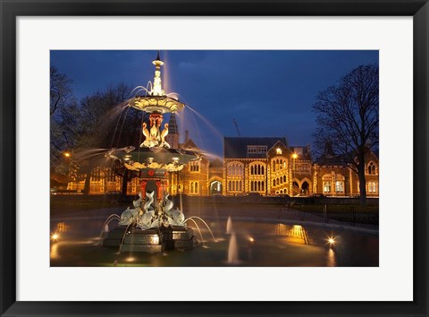 Framed New Zealand, Canterbury, Christchurch, Peacock Fountain Print