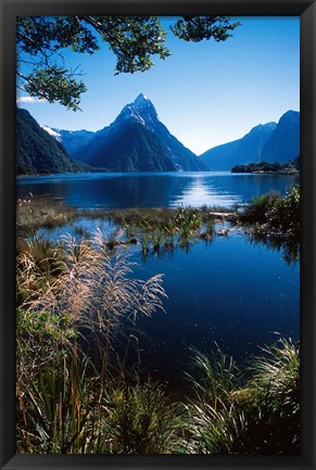 Framed New Zealand, Mitre Peak, Milford Sound, Fiordland NP Print