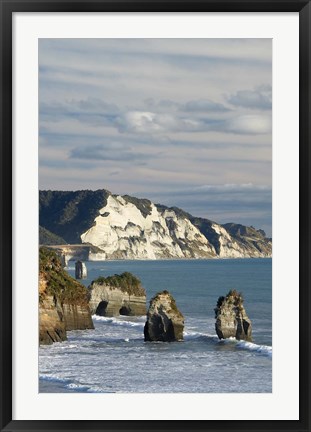 Framed Three Sisters, White Cliffs, North Island, New Zealand Print