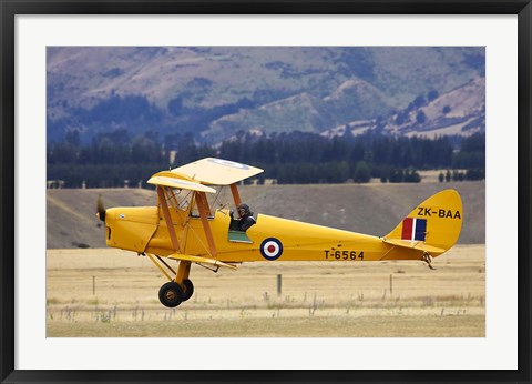 Framed Tiger Moth Biplane, Wanaka, South Island, New Zealand Print