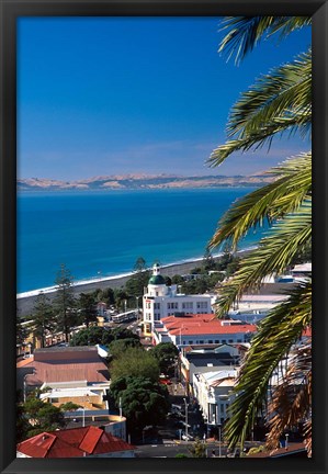 Framed View of Hawke&#39;s Bay, Napier, New Zealand Print