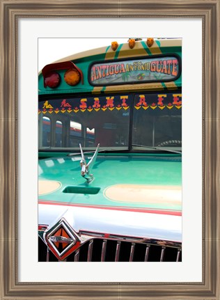 Framed Decorated Bus, Antigua, Guatemala Print