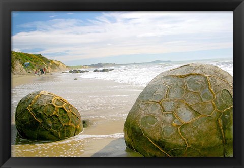 Framed Koekohe Beach, New Zealand, Moeraki boulders, rocks Print