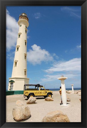 Framed California Lighthouse, Oranjestad, Aruba Print