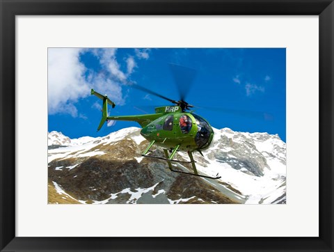 Framed New Zealand, Arrowsmith Range, Helicopter Print