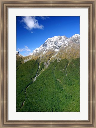 Framed New Zealand, Milford Sound, Majestic fjords, waterfalls Print