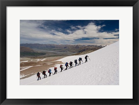 Framed New Zealand, South Island, Potts Range, Climbing Print