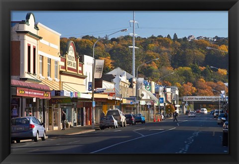 Framed Shops on King Edward Street, Autumn, Dunedin, South Island, New Zealand Print