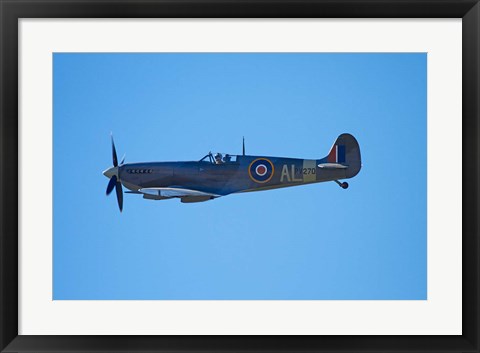 Framed Supermarine Spitfire, British and allied WWII War Plane, South Island, New Zealand Print