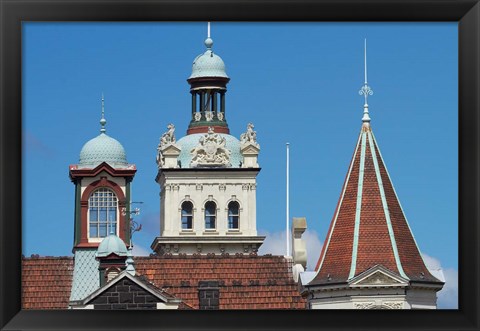 Framed Turrets, Spires &amp; Clock Tower, Historic Railway Station, Dunedin, South Island, New Zealand Print