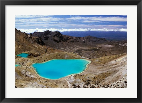 Framed New Zealand, Tongariro NP, Mountain, Emerald Lakes Print