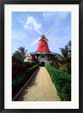 Framed Windmill, Famous Old Mill Restaurant in Aruba Print