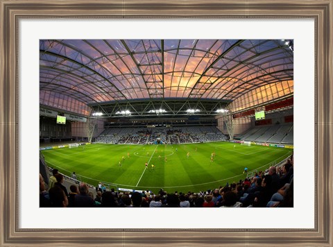 Framed Football game, Forsyth Barr Stadium, Dunedin, South Island, New Zealand - fisheye Print