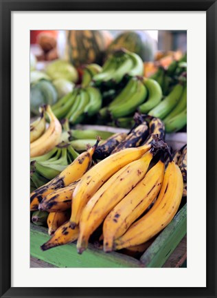 Framed Fresh bananas at the local market in St John&#39;s, Antigua Print