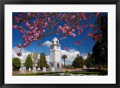 Framed Memorial Clock Tower, Seymour Square, Marlborough, South Island, New Zealand (horizontal) Print