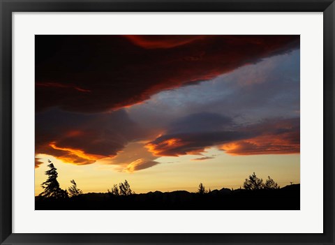 Framed Spectacular sunset over Mossburn, Southland, South Island, New Zealand Print