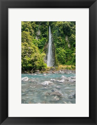 Framed New Zealand, South Island, Haast Pass, Thunder Creek Falls Print