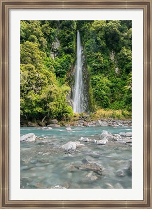 Framed New Zealand, South Island, Haast Pass, Thunder Creek Falls Print