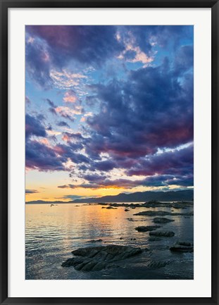 Framed New Zealand, South Island, Kaikoura, South Bay Sunset Print