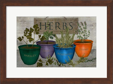 Framed Potted Herbs Print