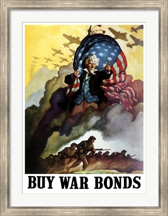 Framed Uncle Sam Urging Troops into Battle Print