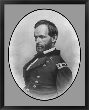 Framed Civil War General William Tecumseh Sherman (side profile) Print