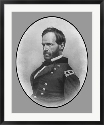 Framed Civil War General William Tecumseh Sherman (side profile) Print